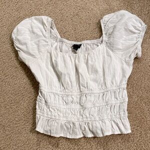 Art Class White Textured Blouse